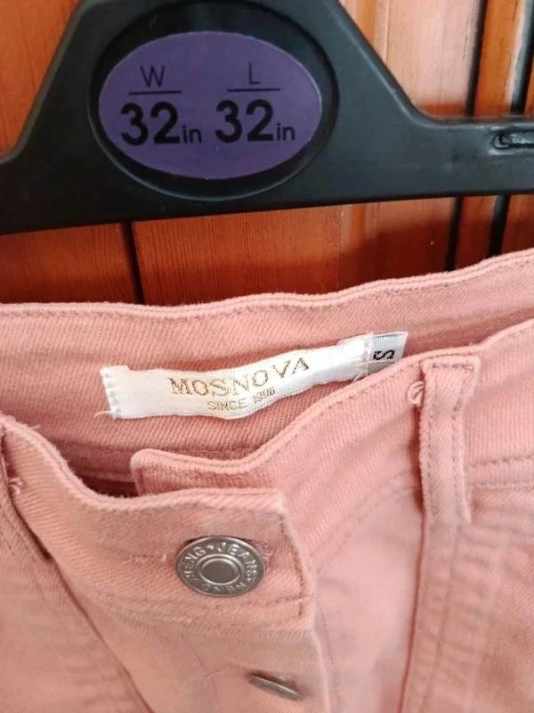Nude Pink Denim Skirt with Buttons - Size S / Mosnova – photo 4